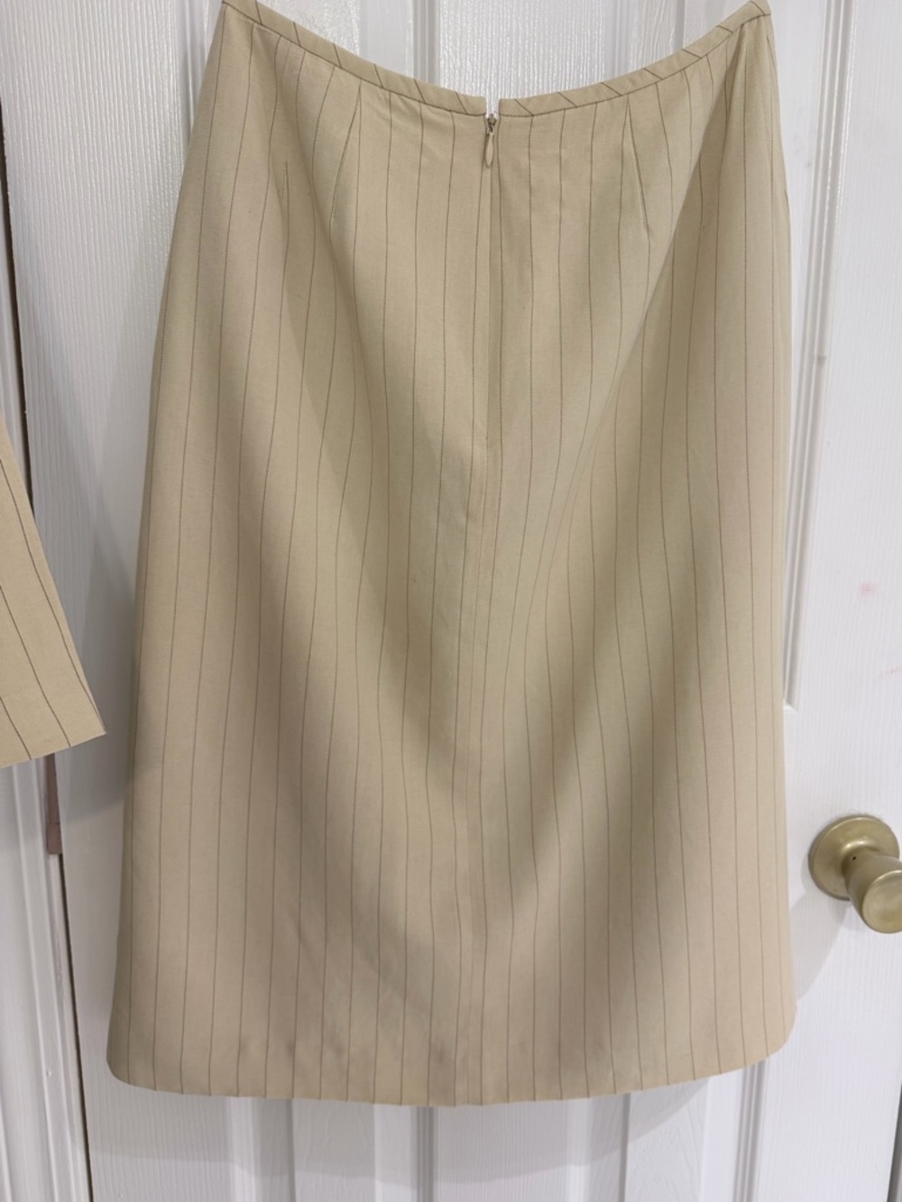 Anne Klein Beige Pinstripe Blazer and Skirt Set - Picture 5 of 9